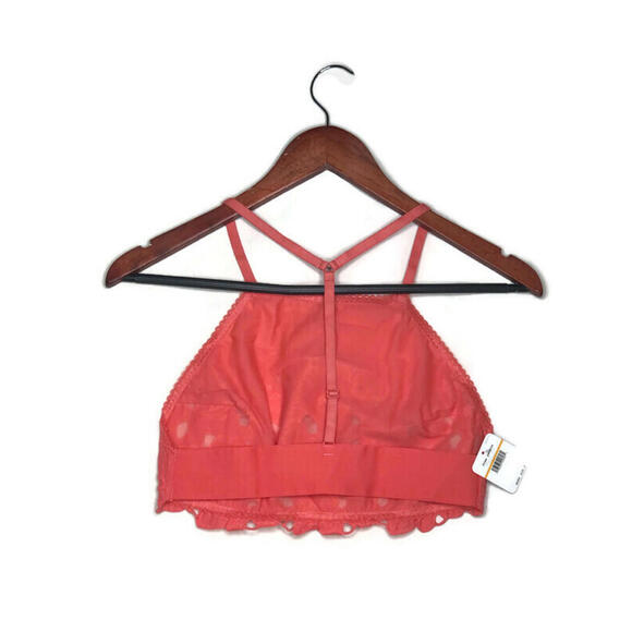 Intimately Free People June Eyelet Bralette Halter Crop Top Kiss Kiss Coral S - Picture 3 of 6